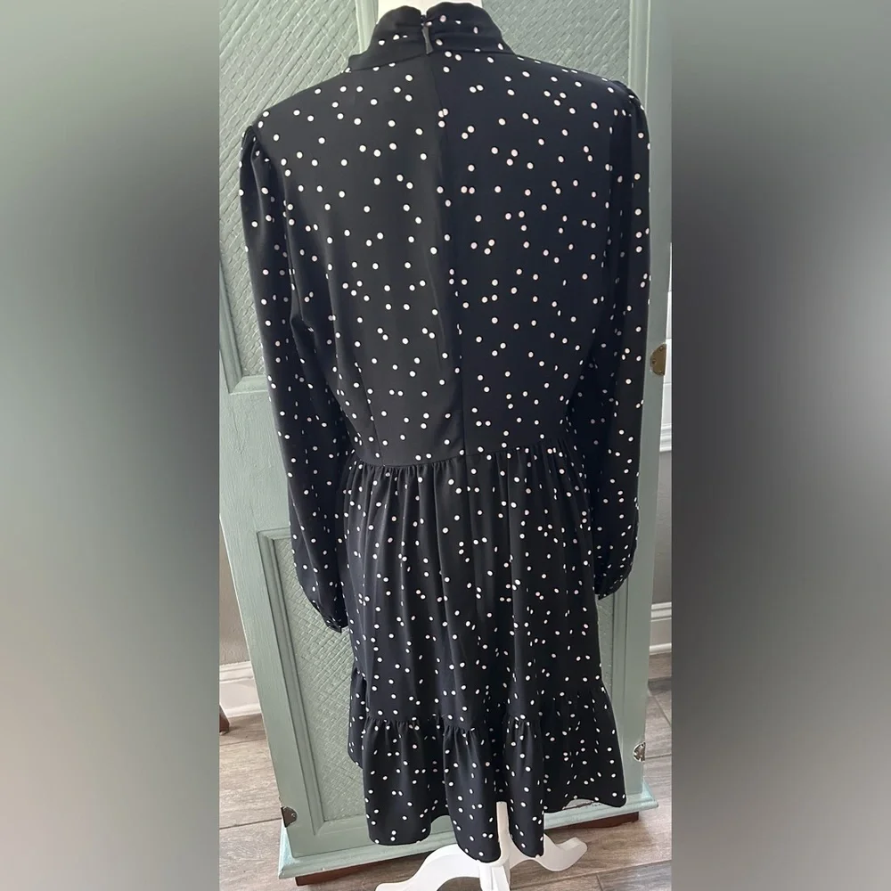 Kate Spade scatter dot shirt dress with tie neck